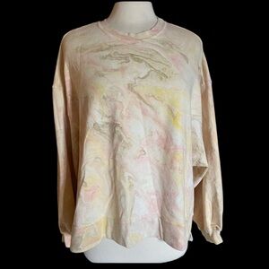 Electric & Rose Marble Print Oversized Sweatshirt Tie Dye Pastel Size M